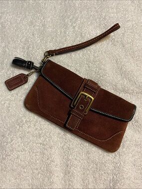 Coach Suede Wristlet Clutch